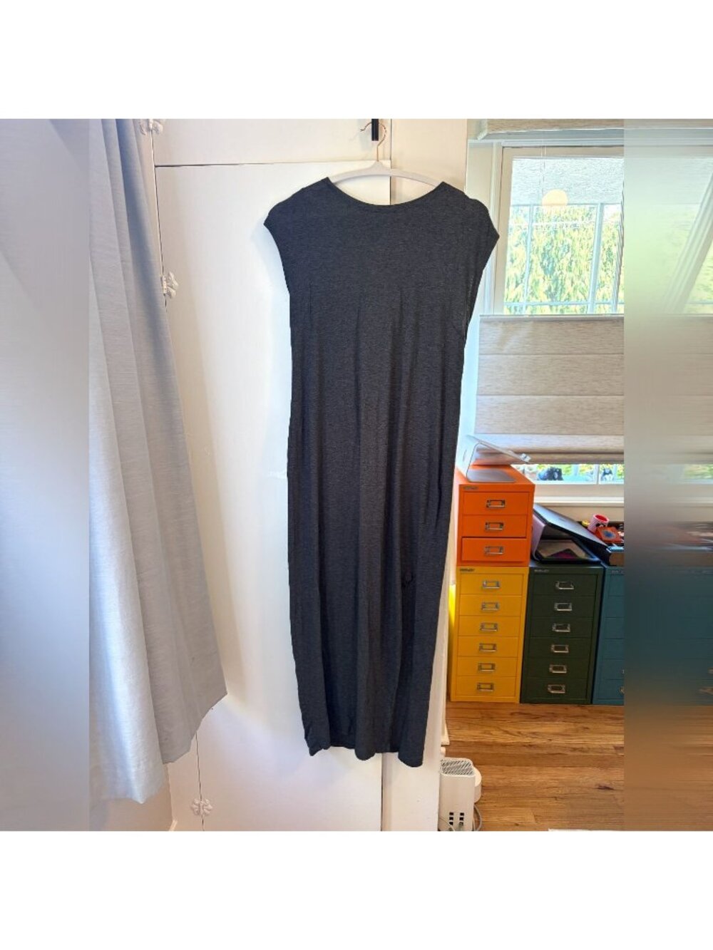 FRAME Crew Neck Long Dress Grey Size L - Picture 4 of 5